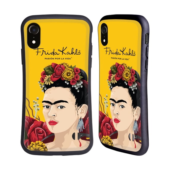 Head Case Designs Officially Licensed Frida Kahlo Red Florals Portrait Hybrid Case Compatible with Apple iPhone XR