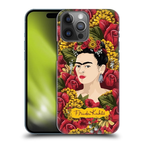Head Case Designs Officially Licensed Frida Kahlo Red Florals Portrait Pattern Hard Back Case Compatible with Apple iPhone 14 Pro Max