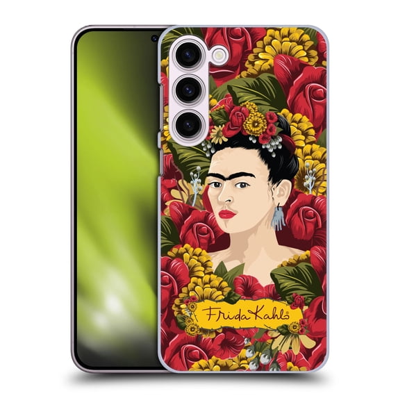 Head Case Designs Officially Licensed Frida Kahlo Red Florals Portrait Pattern Hard Back Case Compatible with Samsung Galaxy S23+ 5G