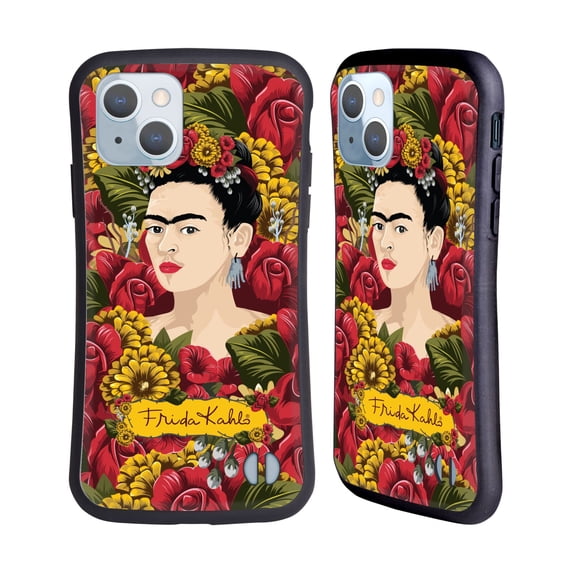 Head Case Designs Officially Licensed Frida Kahlo Red Florals Portrait Pattern Hybrid Case Compatible with Apple iPhone 14