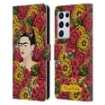 thumbnail image 1 of Head Case Designs Officially Licensed Frida Kahlo Red Florals Portrait Pattern Leather Book Wallet Case Cover Compatible with Samsung Galaxy S21 Ultra 5G, 1 of 6