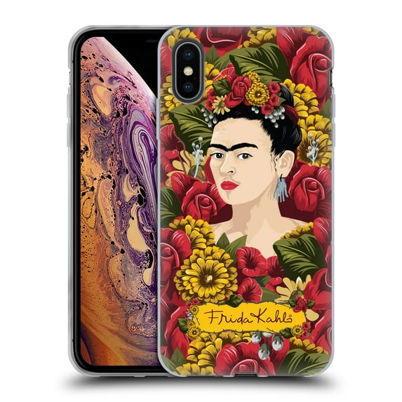 Head Case Designs Officially Licensed Frida Kahlo Red Florals Portrait Pattern Soft Gel Case Compatible with Apple iPhone XS Max