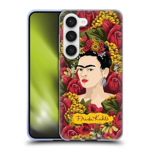 Head Case Designs Officially Licensed Frida Kahlo Red Florals Portrait Pattern Soft Gel Case Compatible with Samsung Galaxy S23 5G