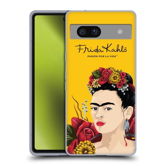 Head Case Designs Officially Licensed Frida Kahlo Red Florals Portrait Soft Gel Case Compatible with Google Pixel 7a