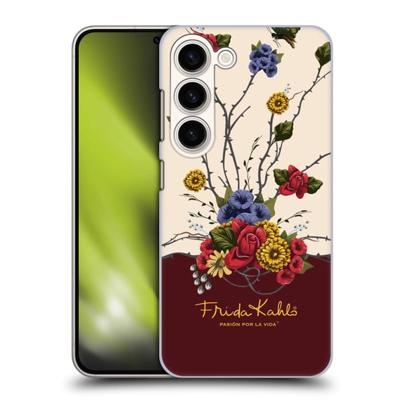 Head Case Designs Officially Licensed Frida Kahlo Red Florals Shrub Hard Back Case Compatible with Samsung Galaxy S23 5G
