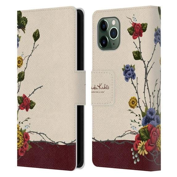 Head Case Designs Officially Licensed Frida Kahlo Red Florals Shrub Leather Book Wallet Case Cover Compatible with Apple iPhone 11 Pro
