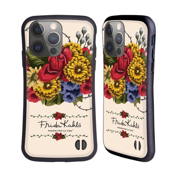 Head Case Designs Officially Licensed Frida Kahlo Red Florals Vine Hybrid Case Compatible with Apple iPhone 14 Pro