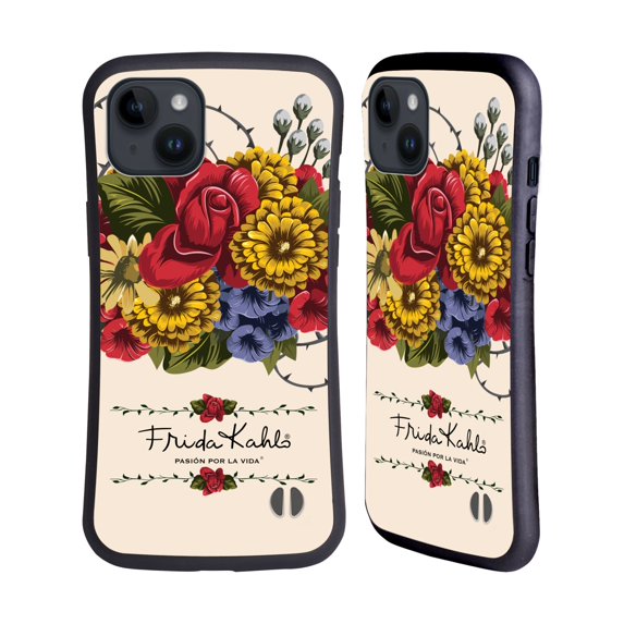 Head Case Designs Officially Licensed Frida Kahlo Red Florals Vine Hybrid Case Compatible with Apple iPhone 15 Plus