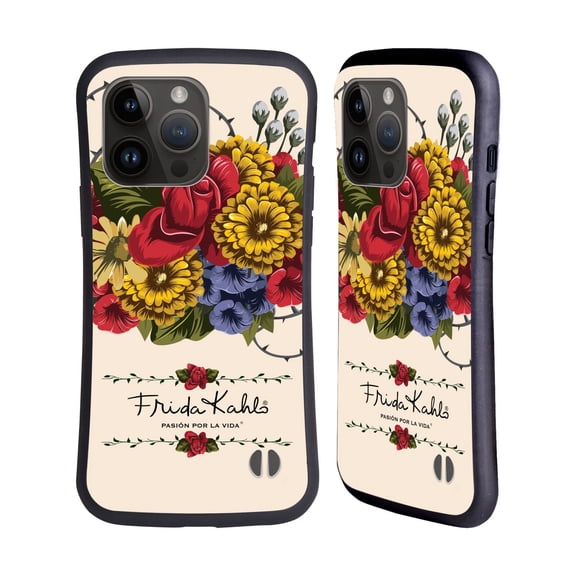 Head Case Designs Officially Licensed Frida Kahlo Red Florals Vine Hybrid Case Compatible with Apple iPhone 15 Pro Max