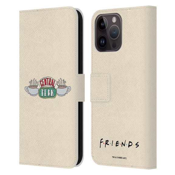 Head Case Designs Officially Licensed Friends TV Show Iconic Central Perk Leather Book Wallet Case Cover Compatible with Apple iPhone 15 Pro Max
