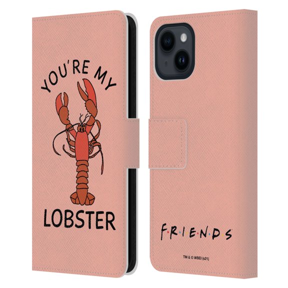 Head Case Designs Officially Licensed Friends TV Show Iconic Lobster Leather Book Wallet Case Cover Compatible with Apple iPhone 15