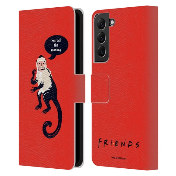 Head Case Designs Officially Licensed Friends TV Show Iconic Marcel The Monkey Leather Book Wallet Case Cover Compatible with Samsung Galaxy S22+ 5G