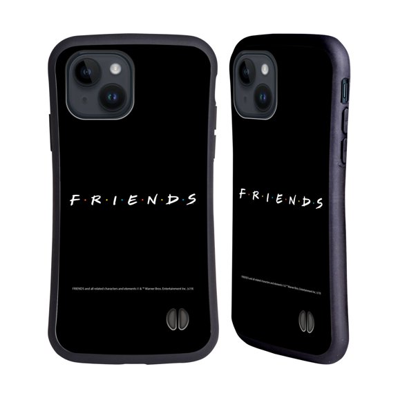 Head Case Designs Officially Licensed Friends TV Show Logos Black Hybrid Case Compatible with Apple iPhone 15