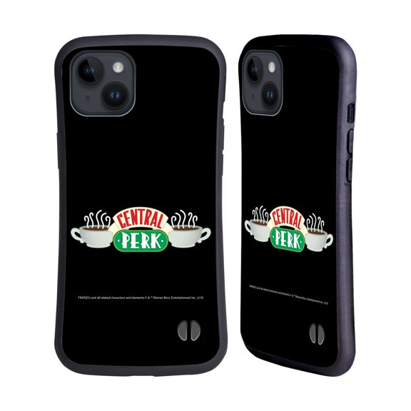 Head Case Designs Officially Licensed Friends TV Show Logos Central Perk Hybrid Case Compatible with Apple iPhone 15 Plus