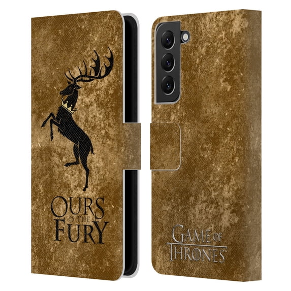 Head Case Designs Officially Licensed HBO Game of Thrones Dark Distressed Look Sigils Baratheon Leather Book Wallet Case Cover Compatible with Samsung Galaxy S22+ 5G