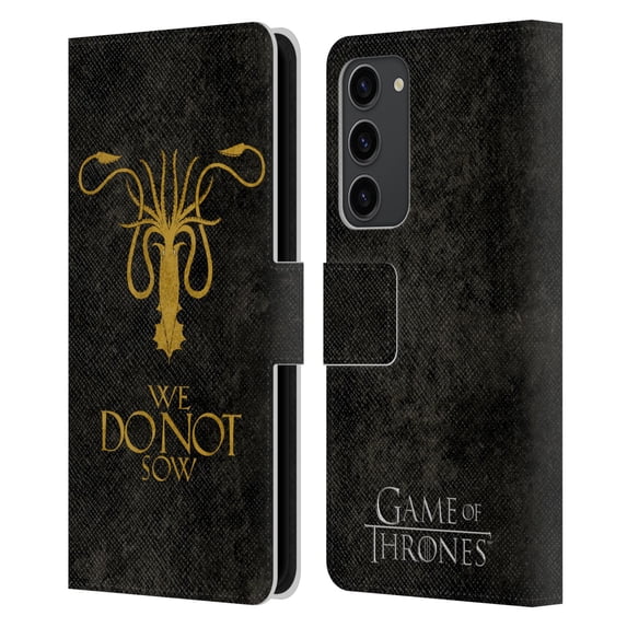 Head Case Designs Officially Licensed HBO Game of Thrones Dark Distressed Look Sigils Greyjoy Leather Book Wallet Case Cover Compatible with Samsung Galaxy S23+ 5G