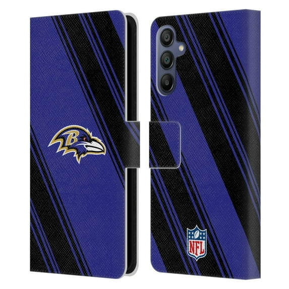 Head Case Designs NFL Baltimore Ravens Artwork Stripes Leather Book Wallet Case Cover For Samsung Galaxy A15