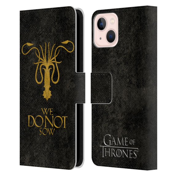 Head Case Designs Officially Licensed HBO Game of Thrones Dark Distressed Look Sigils Greyjoy Leather Book Wallet Case Cover Compatible with Apple iPhone 13