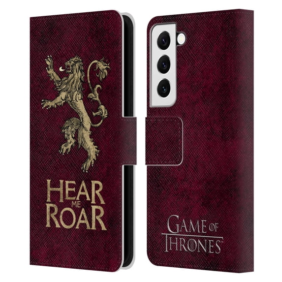 Head Case Designs Officially Licensed HBO Game of Thrones Dark Distressed Look Sigils Lannister Leather Book Wallet Case Cover Compatible with Samsung Galaxy S22 5G