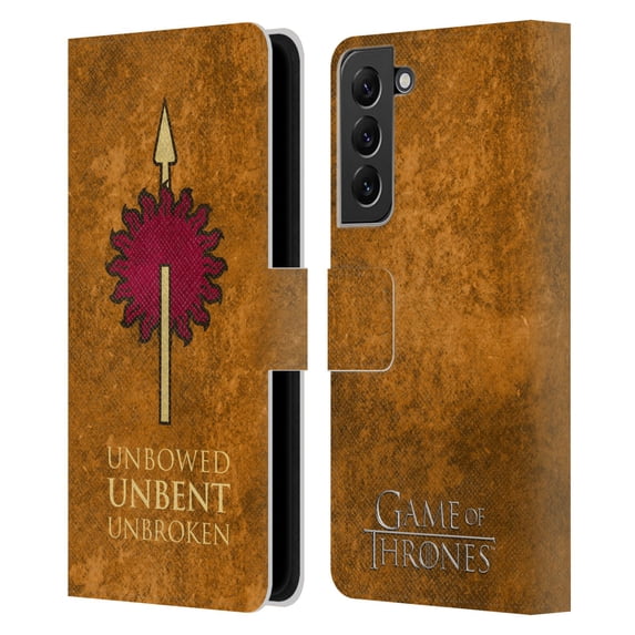 Head Case Designs Officially Licensed HBO Game of Thrones Dark Distressed Look Sigils Martell Leather Book Wallet Case Cover Compatible with Samsung Galaxy S22+ 5G
