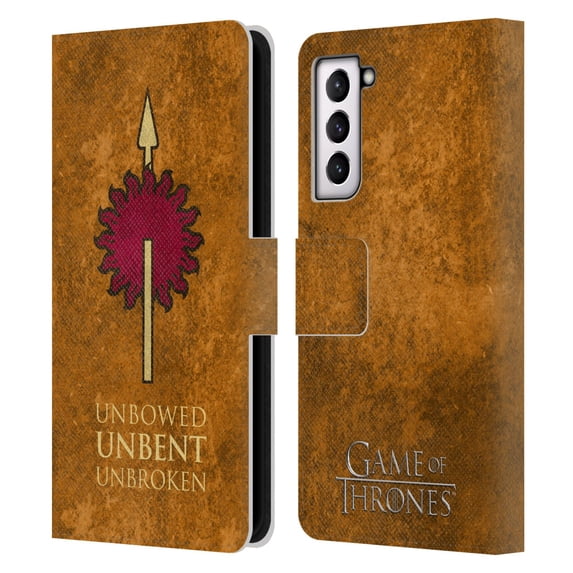 Head Case Designs Officially Licensed HBO Game of Thrones Dark Distressed Look Sigils Martell Leather Book Wallet Case Cover Compatible with Samsung Galaxy S21 5G