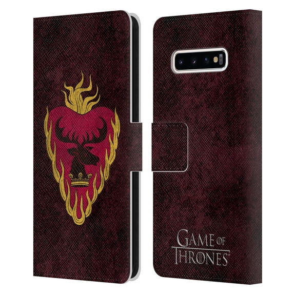 Head Case Designs Officially Licensed HBO Game of Thrones Dark Distressed Look Sigils Stannis Leather Book Wallet Case Compatible with Samsung Galaxy S10+ / S10 Plus