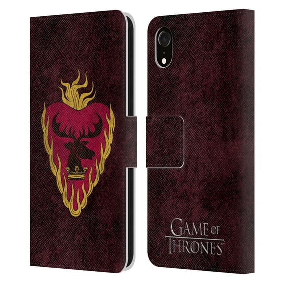 Head Case Designs Officially Licensed HBO Game of Thrones Dark Distressed Look Sigils Stannis Leather Book Wallet Case Cover Compatible with Apple iPhone XR