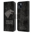 thumbnail image 1 of Head Case Designs Officially Licensed HBO Game of Thrones Dark Distressed Look Sigils Stark Leather Book Wallet Case Cover Compatible with Apple iPhone 15 Plus, 1 of 6