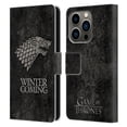 thumbnail image 1 of Head Case Designs Officially Licensed HBO Game of Thrones Dark Distressed Look Sigils Stark Leather Book Wallet Case Cover Compatible with Apple iPhone 14 Pro, 1 of 6