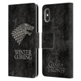 thumbnail image 1 of Head Case Designs Officially Licensed HBO Game of Thrones Dark Distressed Look Sigils Stark Leather Book Wallet Case Cover Compatible with Apple iPhone X / iPhone XS, 1 of 6