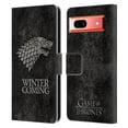 thumbnail image 1 of Head Case Designs Officially Licensed HBO Game of Thrones Dark Distressed Look Sigils Stark Leather Book Wallet Case Cover Compatible with Google Pixel 7a, 1 of 6