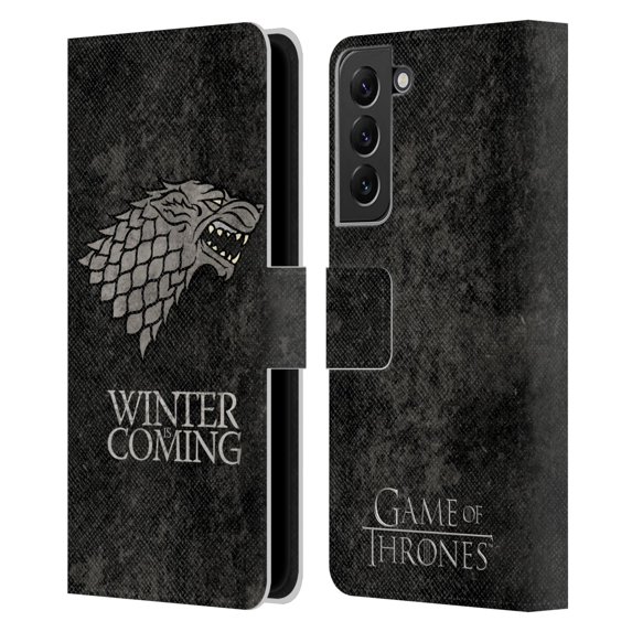 Head Case Designs Officially Licensed HBO Game of Thrones Dark Distressed Look Sigils Stark Leather Book Wallet Case Cover Compatible with Samsung Galaxy S22+ 5G