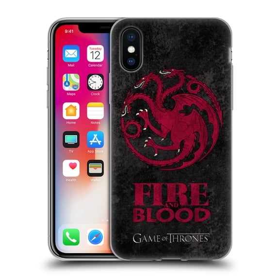 Head Case Designs Officially Licensed HBO Game of Thrones Dark Distressed Look Sigils Targaryen Soft Gel Case Compatible with Apple iPhone X / iPhone XS