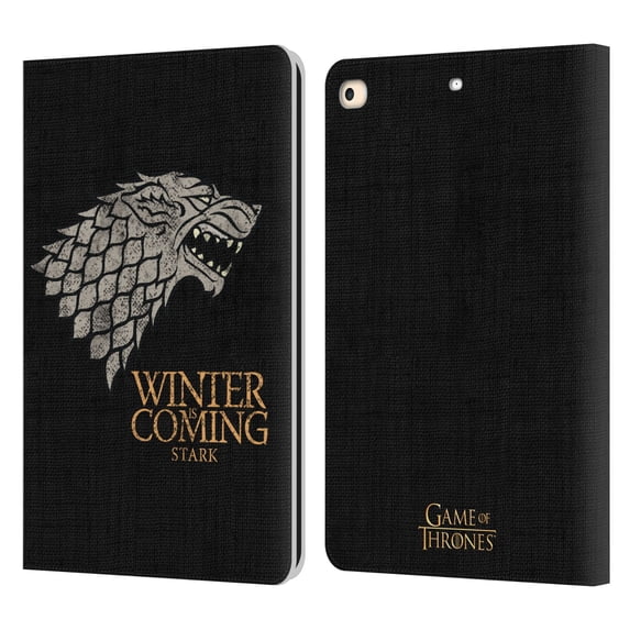 Head Case Designs Officially Licensed HBO Game of Thrones House Mottos Stark Leather Book Wallet Case Cover Compatible with Apple iPad 9.7 2017 / iPad 9.7 2018