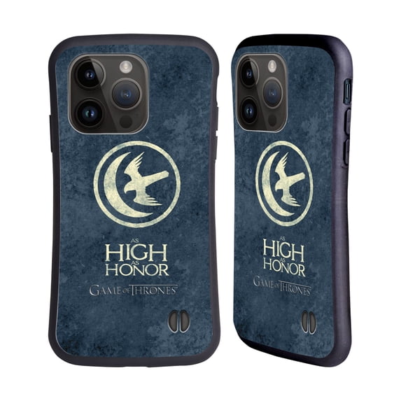 Head Case Designs Officially Licensed HBO Game of Thrones Dark Distressed Look Sigils Arryn Hybrid Case Compatible with Apple iPhone 15 Pro