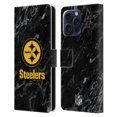 thumbnail image 1 of Head Case Designs NFL Pittsburgh Steelers Graphics Coloured Marble Leather Book Wallet Case Cover For Apple iPhone 16 Pro Max, 1 of 6