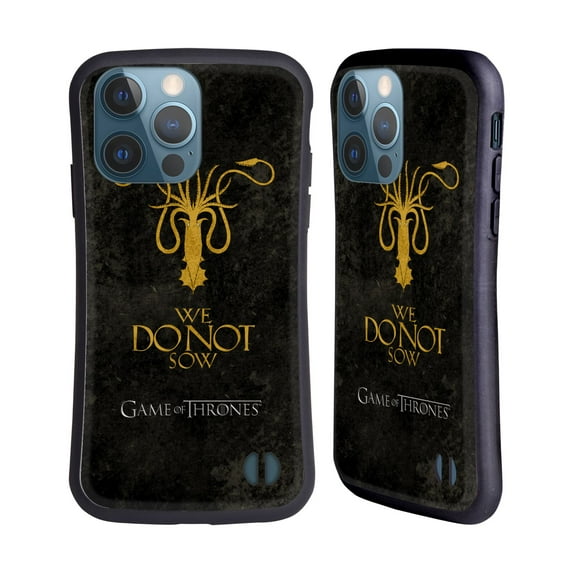 Head Case Designs Officially Licensed HBO Game of Thrones Dark Distressed Look Sigils Greyjoy Hybrid Case Compatible with Apple iPhone 13 Pro
