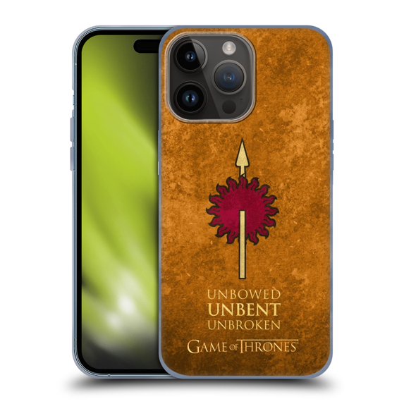 Head Case Designs Officially Licensed HBO Game of Thrones Dark Distressed Look Sigils Martell Soft Gel Case Compatible with Apple iPhone 15 Pro Max