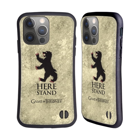 Head Case Designs Officially Licensed HBO Game of Thrones Dark Distressed Look Sigils Mormont Hybrid Case Compatible with Apple iPhone 14 Pro