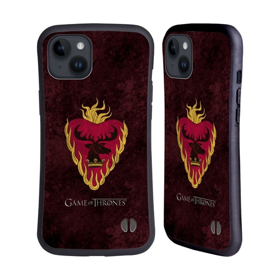 Head Case Designs Officially Licensed HBO Game of Thrones Dark Distressed Look Sigils Stannis Hybrid Case Compatible with Apple iPhone 15 Plus