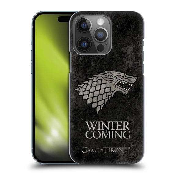 Head Case Designs Officially Licensed HBO Game of Thrones Dark Distressed Look Sigils Stark Hard Back Case Compatible with Apple iPhone 14 Pro