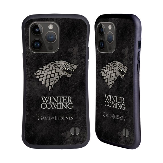 Head Case Designs Officially Licensed HBO Game of Thrones Dark Distressed Look Sigils Stark Hybrid Case Compatible with Apple iPhone 15 Pro Max