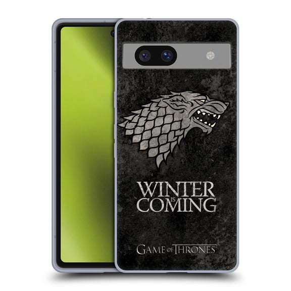 Head Case Designs Officially Licensed HBO Game of Thrones Dark Distressed Look Sigils Stark Soft Gel Case Compatible with Google Pixel 7a