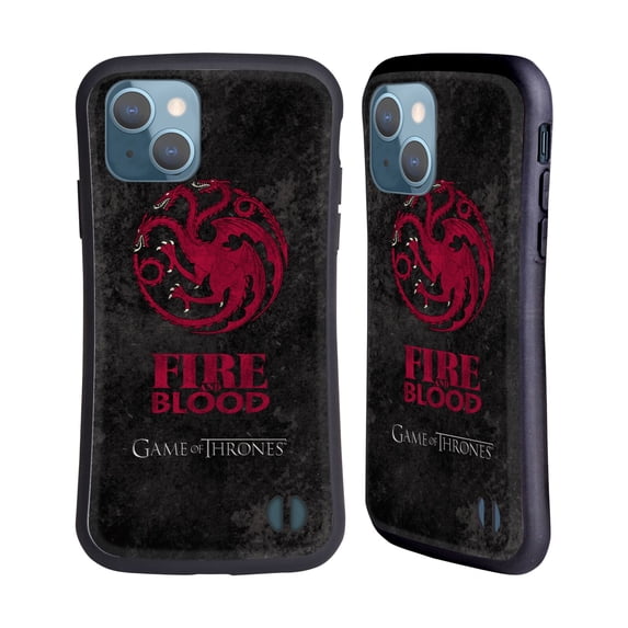 Head Case Designs Officially Licensed HBO Game of Thrones Dark Distressed Look Sigils Targaryen Hybrid Case Compatible with Apple iPhone 13