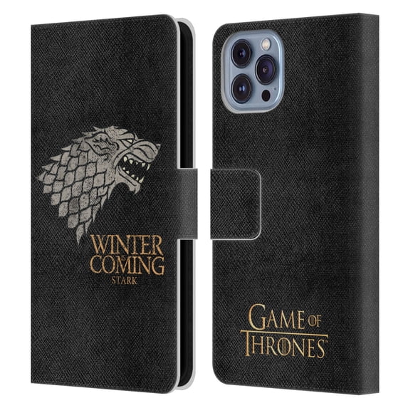 Head Case Designs Officially Licensed HBO Game of Thrones House Mottos Stark Leather Book Wallet Case Cover Compatible with Apple iPhone 14