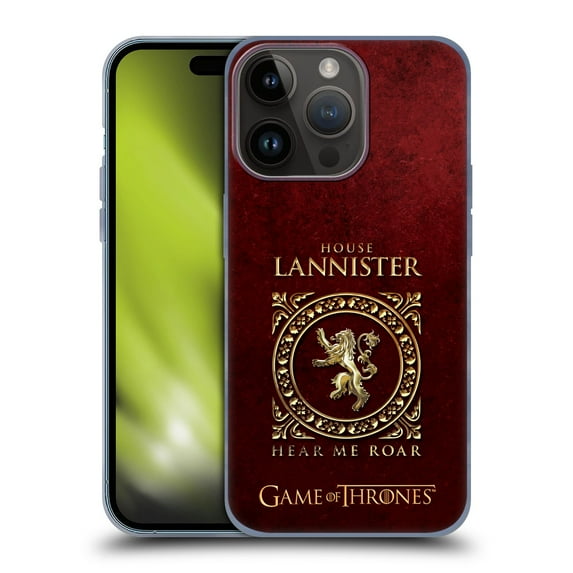 Head Case Designs Officially Licensed HBO Game of Thrones Metallic Sigils Lannister Soft Gel Case Compatible with Apple iPhone 15 Pro