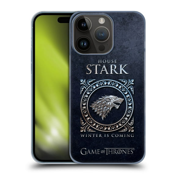 Head Case Designs Officially Licensed HBO Game of Thrones Metallic Sigils Stark Hard Back Case Compatible with Apple iPhone 15 Pro