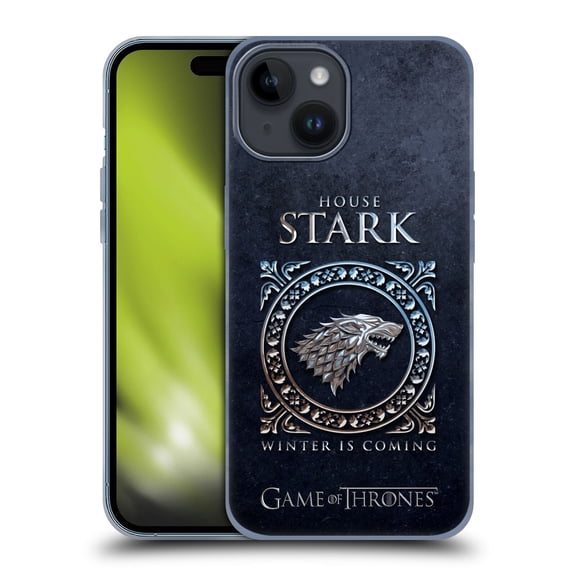 Head Case Designs Officially Licensed HBO Game of Thrones Metallic Sigils Stark Soft Gel Case Compatible with Apple iPhone 15