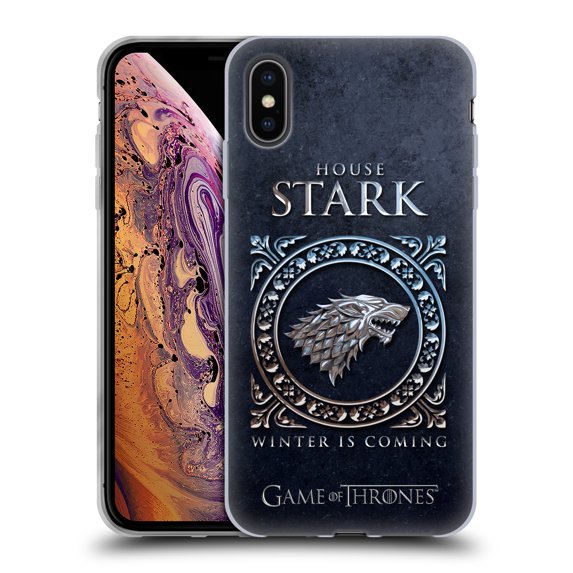 Head Case Designs Officially Licensed HBO Game of Thrones Metallic Sigils Stark Soft Gel Case Compatible with Apple iPhone XS Max