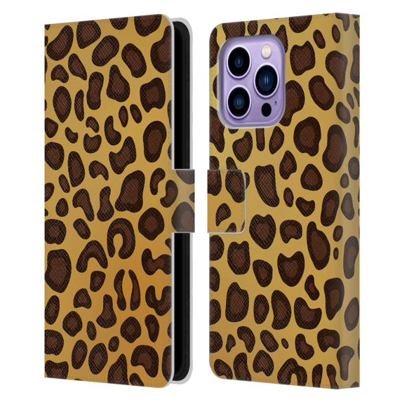Head Case Designs Officially Licensed Haroulita Animal Prints Leopard Leather Book Wallet Case Cover Compatible with Apple iPhone 14 Pro Max